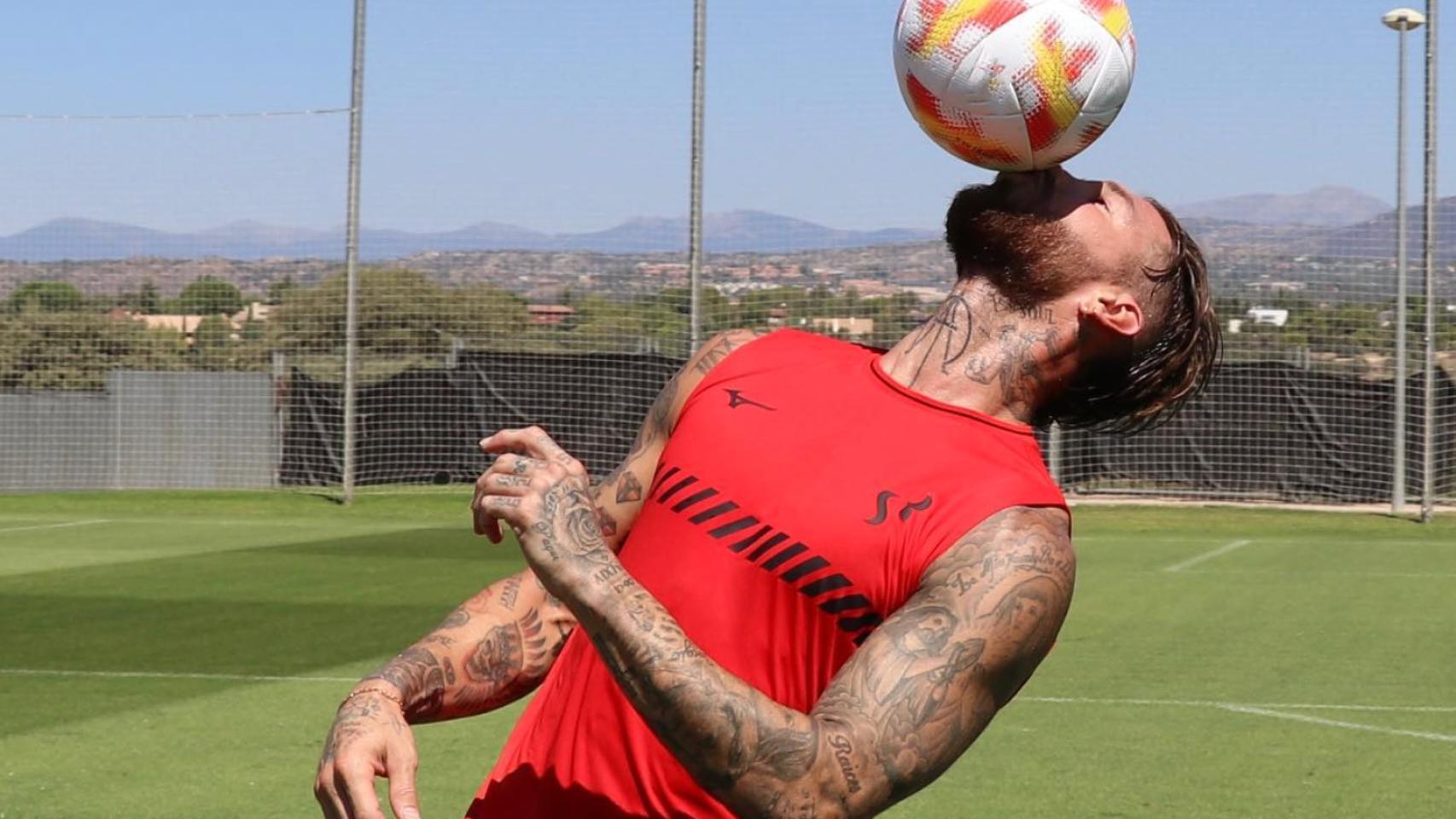 Sergio Ramos entrenando durante el verano
