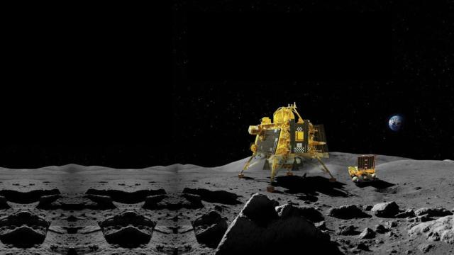 La sonda Chandrayaan-3 en el polo sur lunar