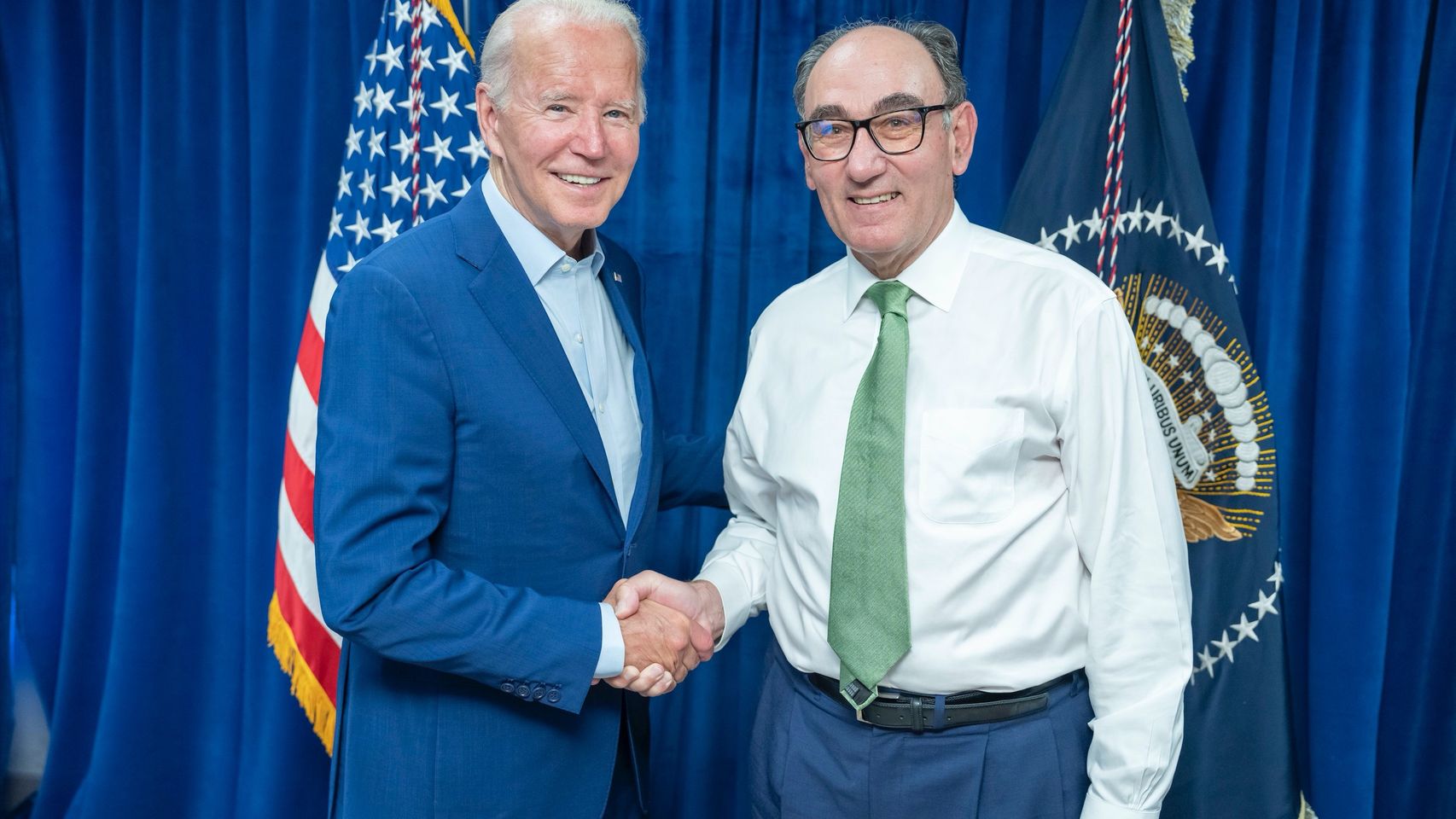 Ignacio Galán, presidente de Iberdrola, junto a Joe Biden, presidente de EEUU.