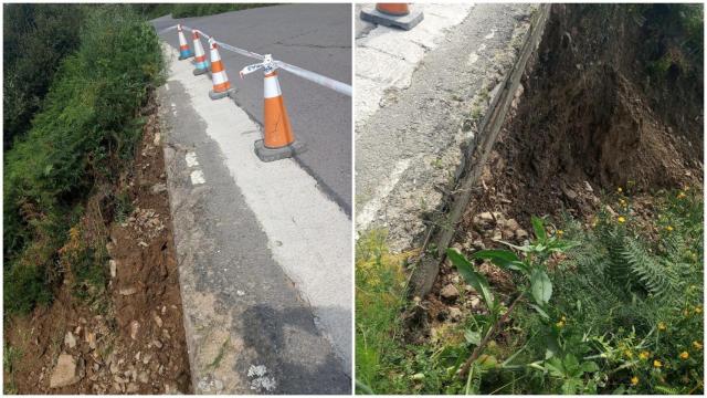 Derrumbe en la carretera que une Suevos y A Coruña