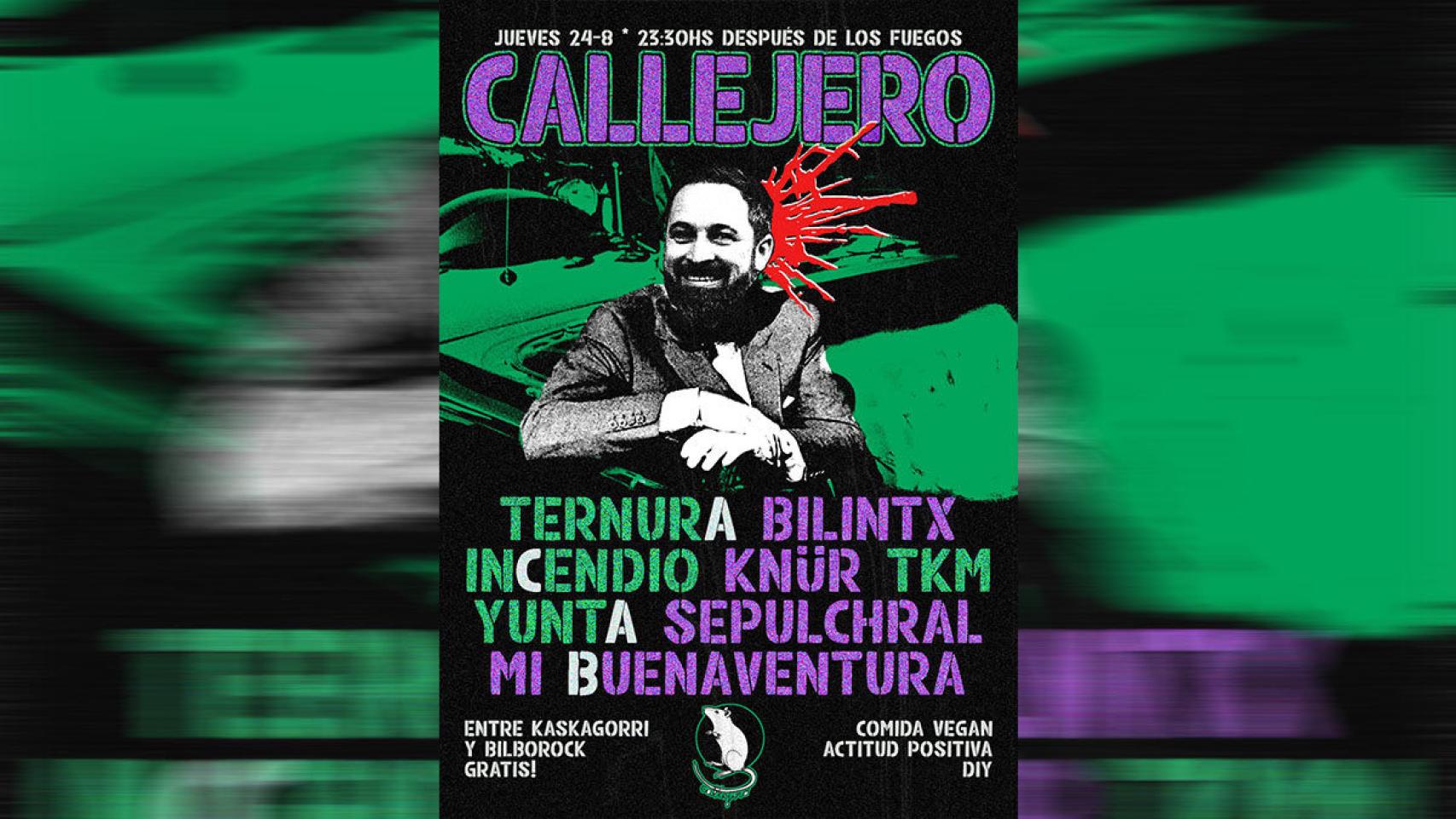 El cartel promocional en el que aparece Santiago Abascal recibiendo un tiro en la nuca.