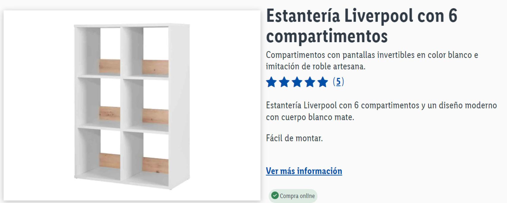 Estantería Liverpool.