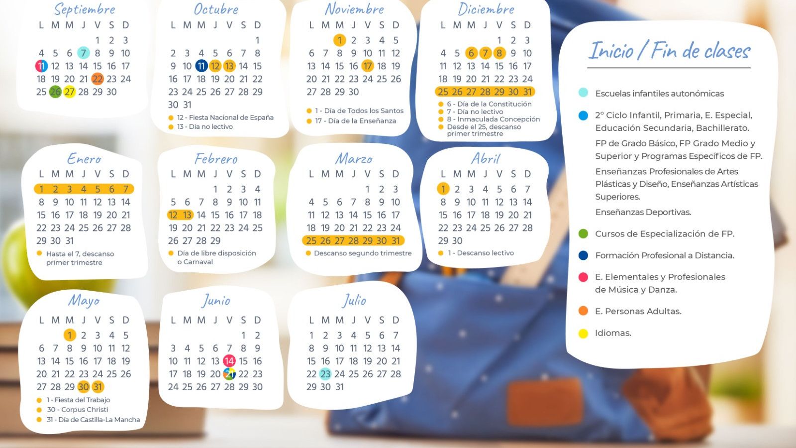 Calendario escolar Castilla-La Mancha 2023-24