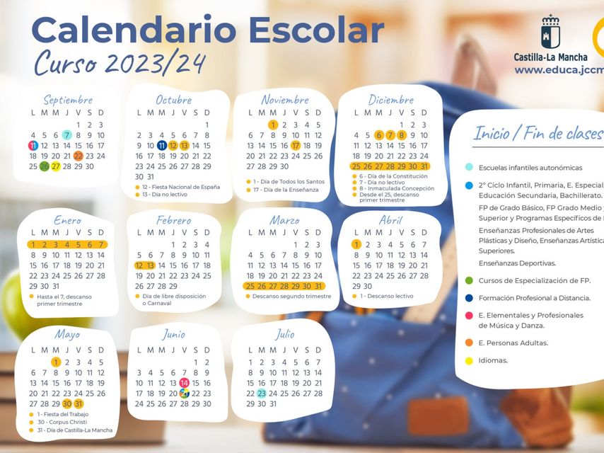Calendario escolar Castilla-La Mancha 2023-24