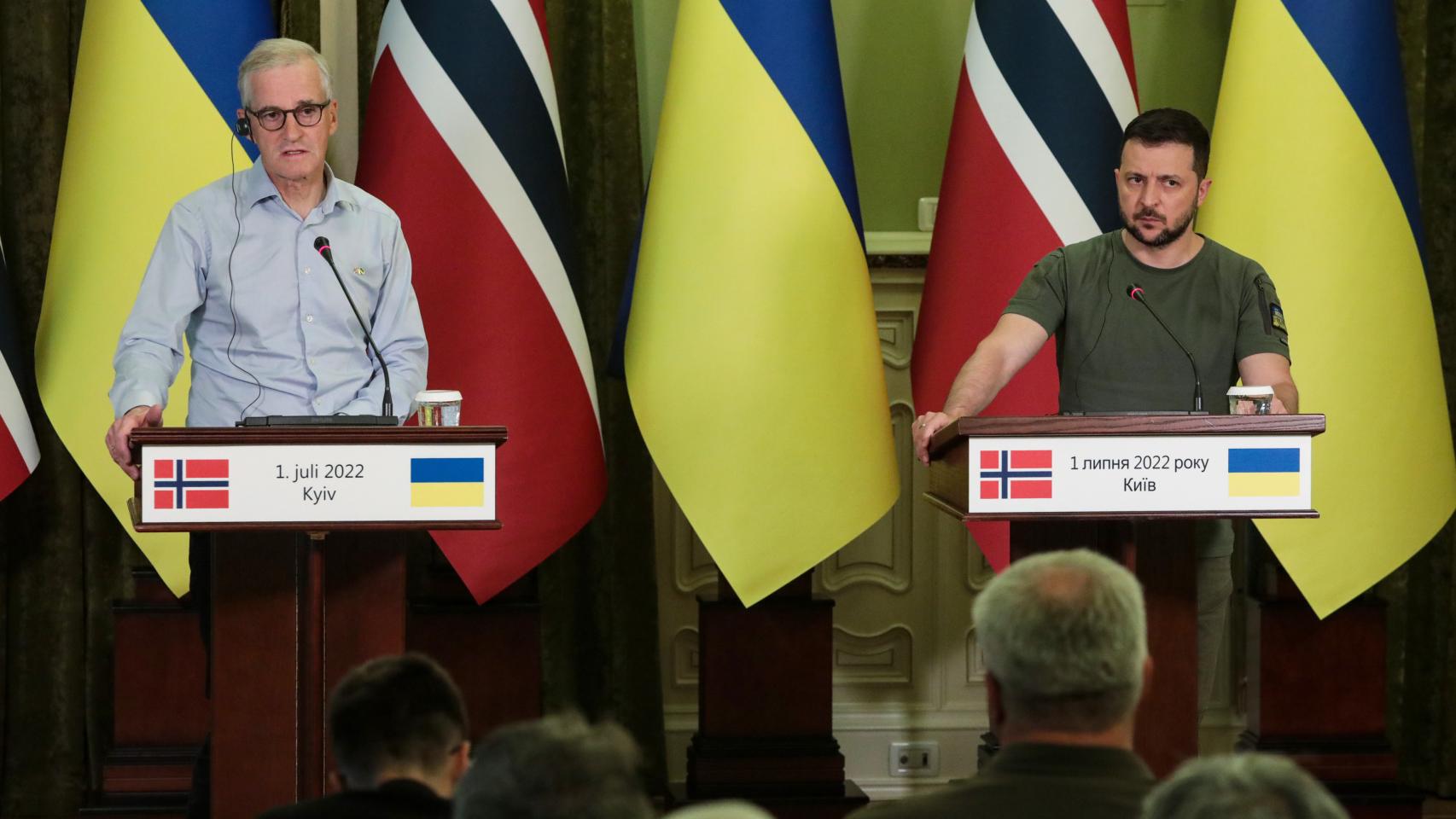 Jonas Gahr Store con Zelenski en un encuentro bilateral de 2022