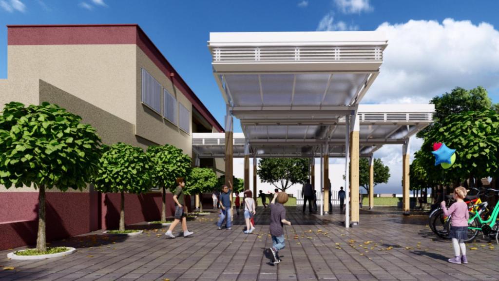 Aula al aire libre climatizada en colegio