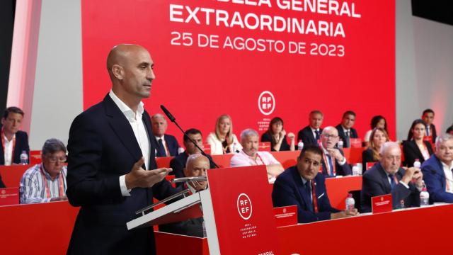 Luis Rubiales, en la Asamblea General Extraordinario de la RFEF