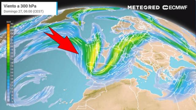 La circulación del chorro polar que afecta de lleno a España. Meteored.