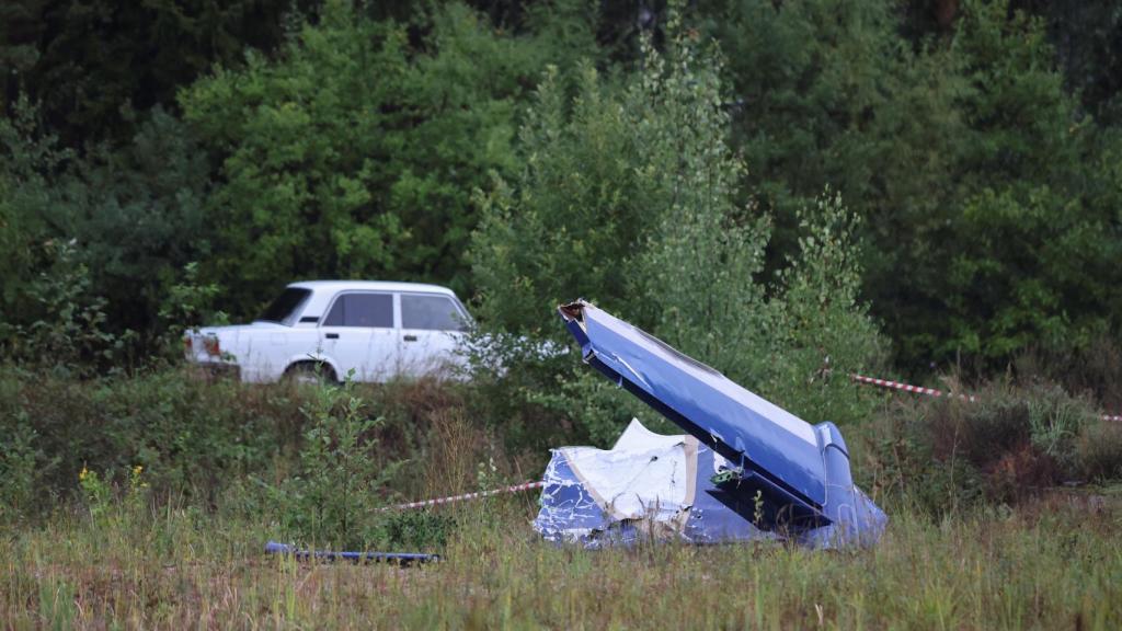 Restos del avión siniestrado en el que viajaba Prigozhin