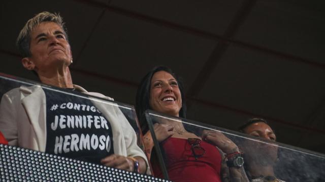 Jenni Hermoso, en el palco de la final de la Women's Cup, en Alcalá de Henares.