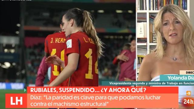 La vicepresidenta segunda en funciones, Yolanda Díaz, durante su entrevista en TVE.