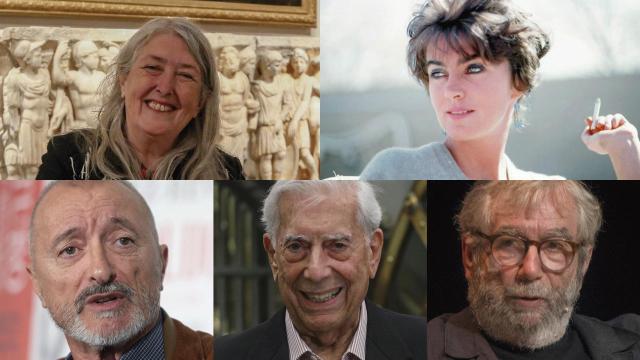 De izquierda a derecha y de arriba abajo, Mary Beard, Lucia Berlin, Arturo Pérez-Reverte, Mario Vargas Llosa y Antonio Muñoz Molina