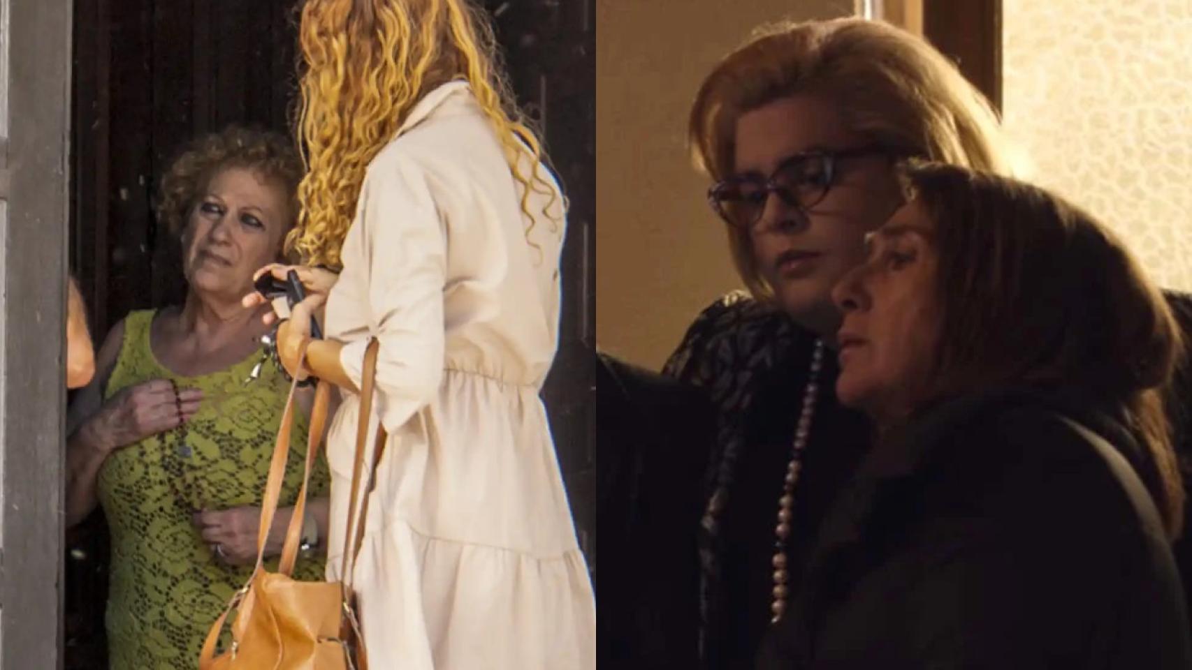 Ángeles Béjar en la iglesia de Motril y una escena de 'Paquita Salas'.