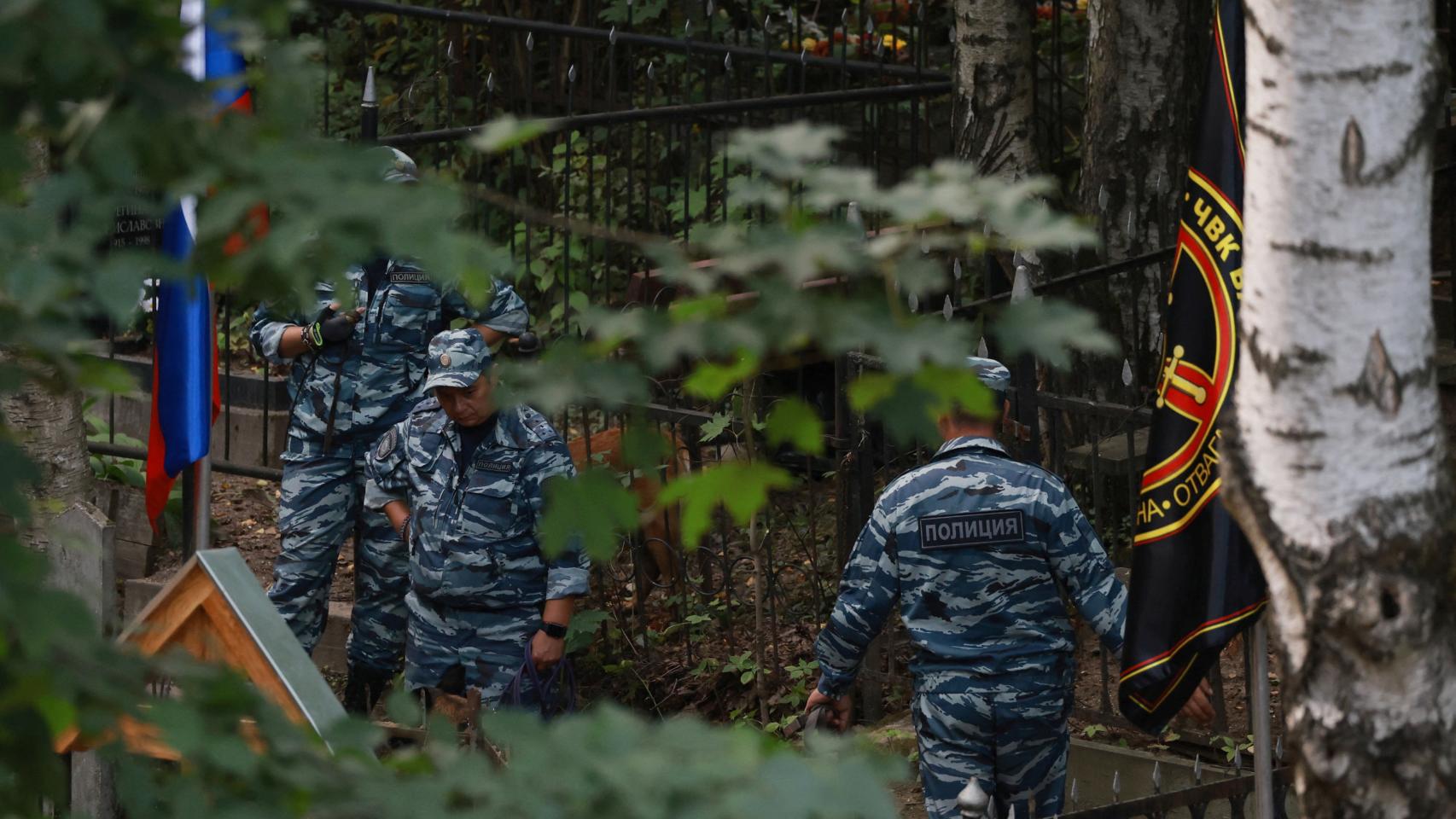Tumba del jefe mercenario Wagner Prigozhin en San Petersburgo.