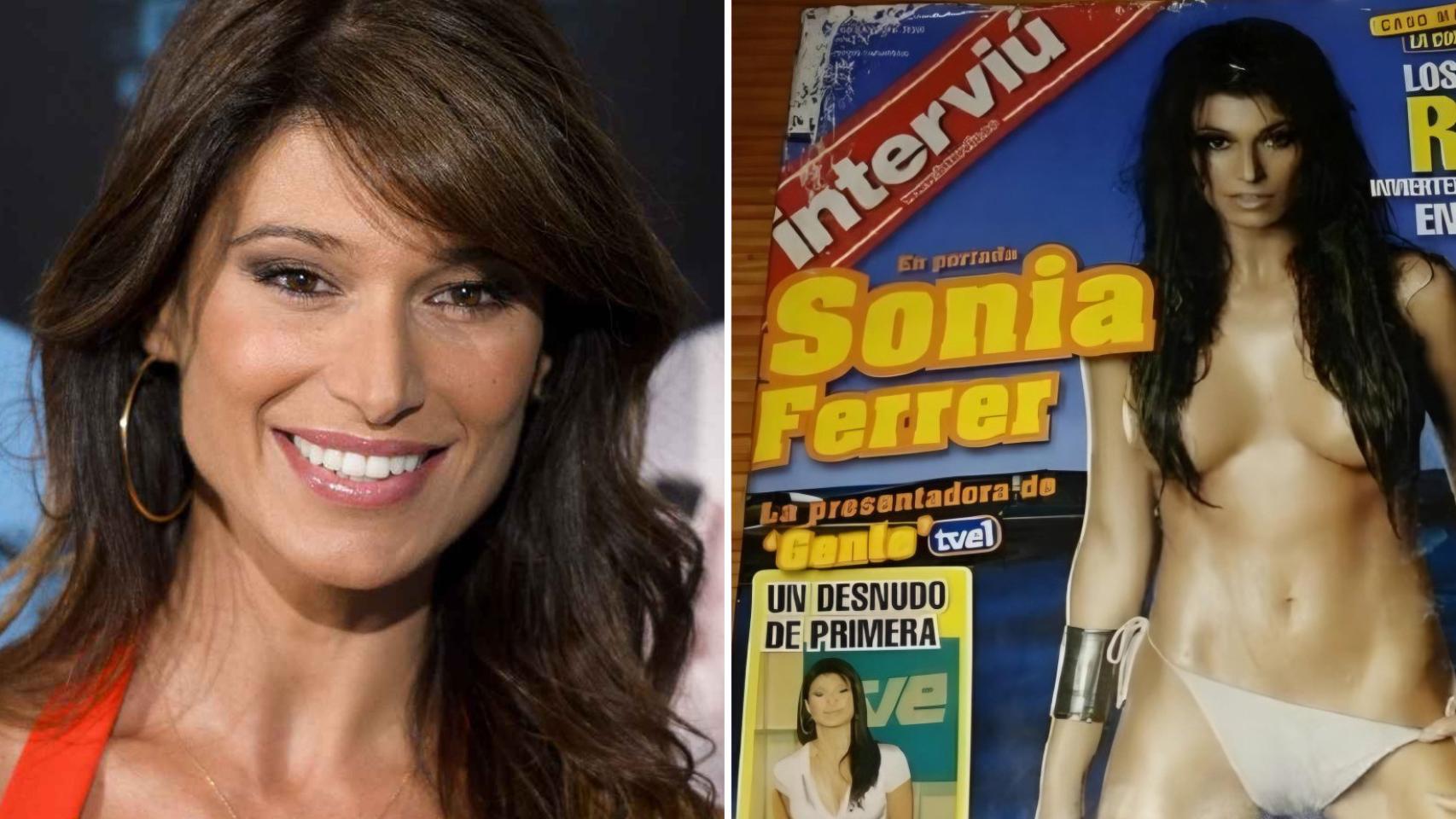 Sonia Ferrer en imagen de archivo y la portada de 'Interviu' que protagonizó.