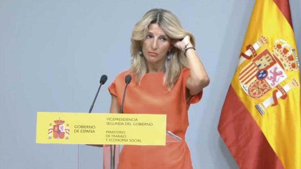 Captura del vídeo de la comparecencia con señal del Ministerio de Trabajo.