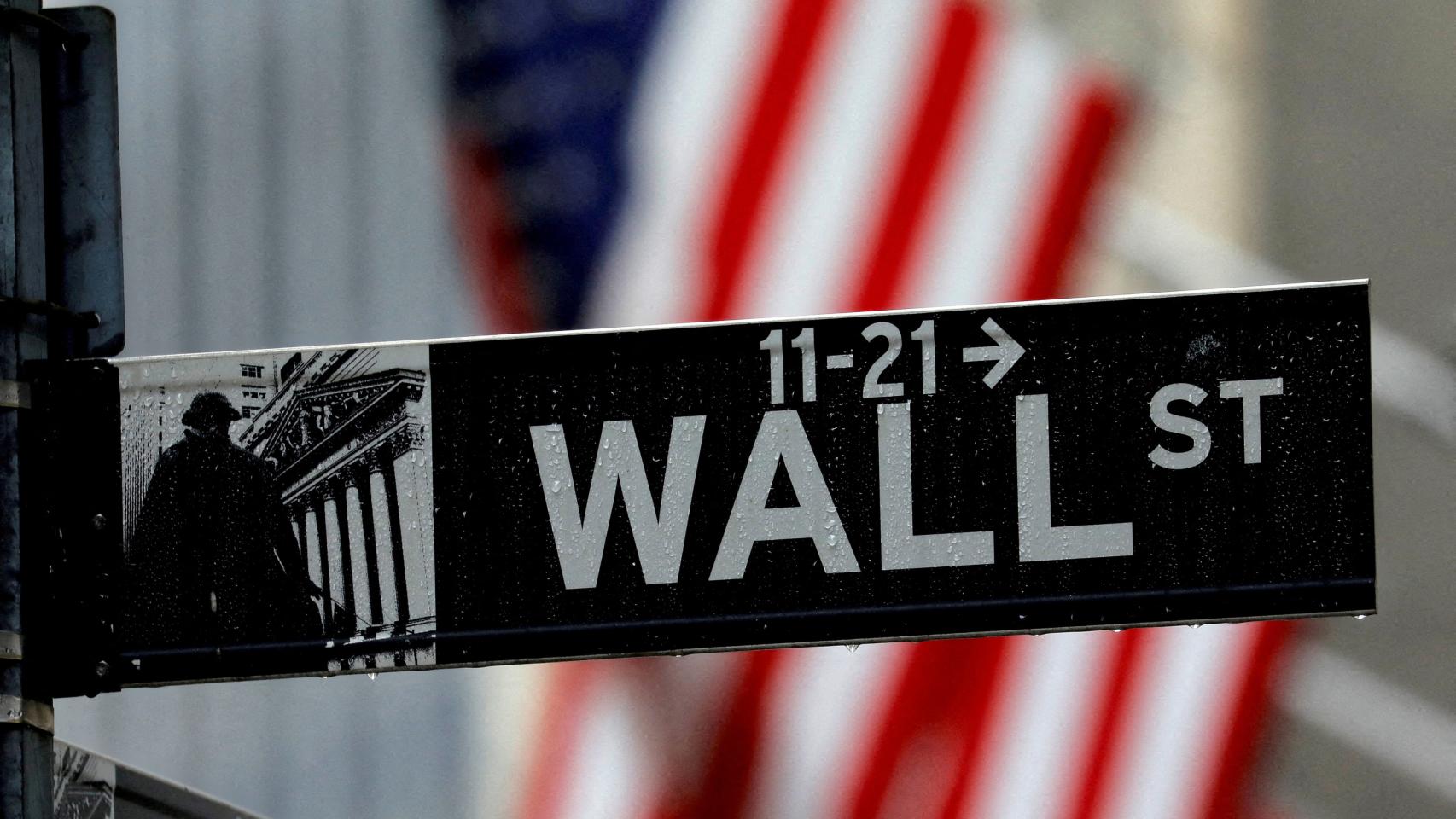 Señal de Wall Street cerca de la Bolsa de Nueva York.