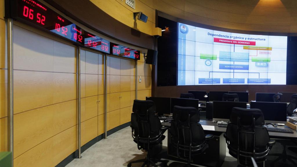 Sala de crisis en la sede del Centro Nacional de Inteligencia.