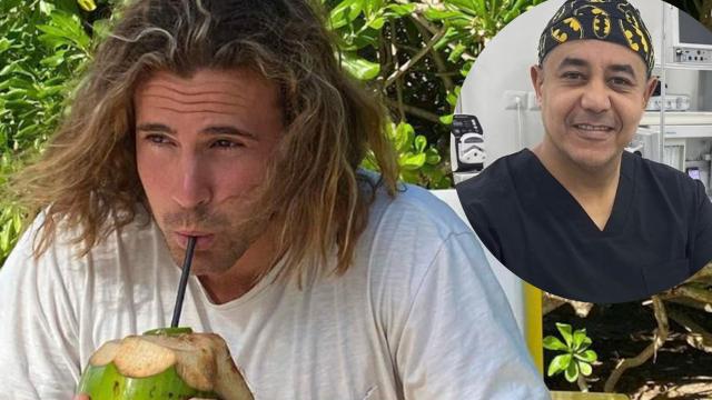 Daniel Sancho junto al cirujano plástico Edwin Arrieta en un fotomontaje de EL ESPAÑOL.