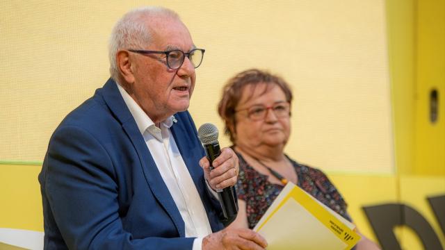 Joan Queralt, en el acto de inicio de campaña de ERC en Barcelona, a 6 de julio de 2023.