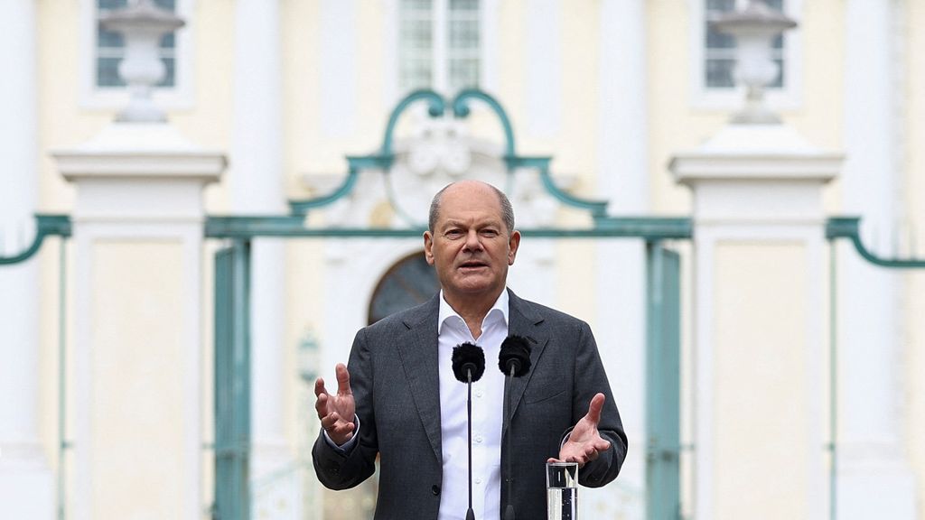 El canciller alemán, Olaf Scholz, este miércoles durante la rueda de prensa tras la reunión de su gabinete.