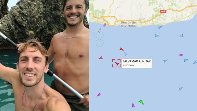 La ubicación de Salvamar este mediodía y los dos jóvenes.