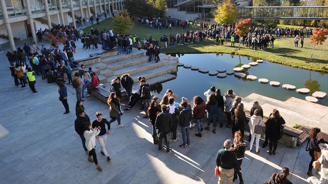 Alumnos en el campus de Ciencias Económicas y Empresariales.