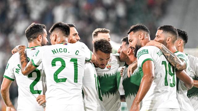 Los jugadores en su partido contra el Villarreal B.