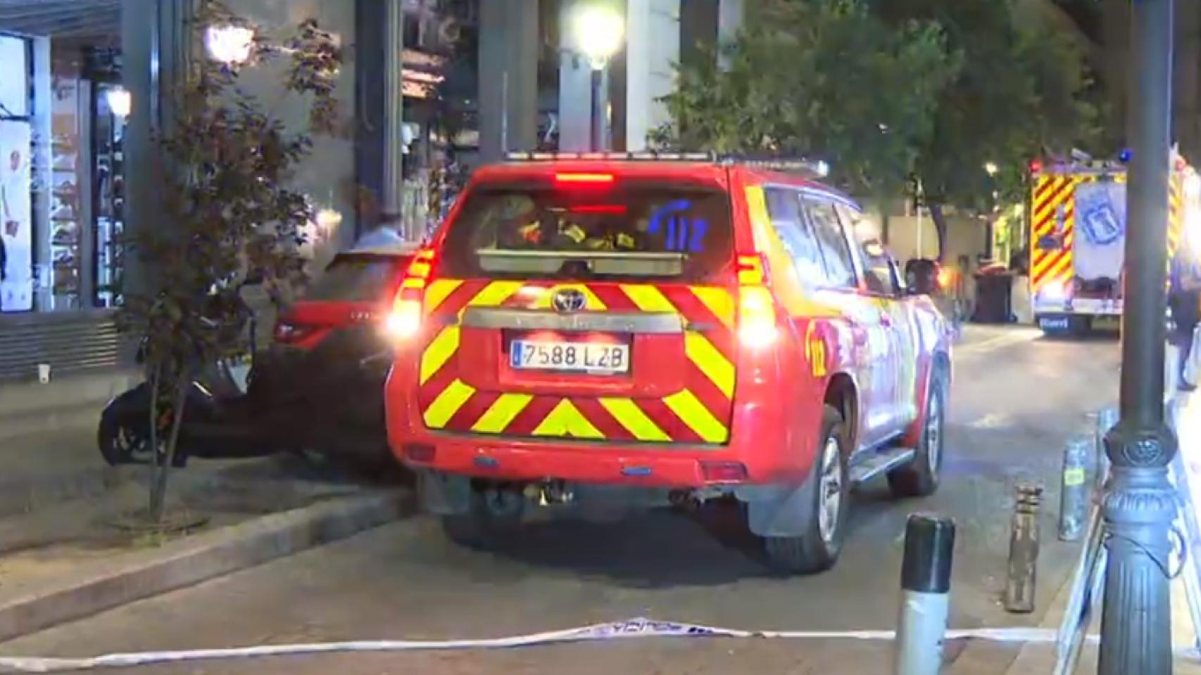 Imagen del incendio con varios heridos en Gran Vía.