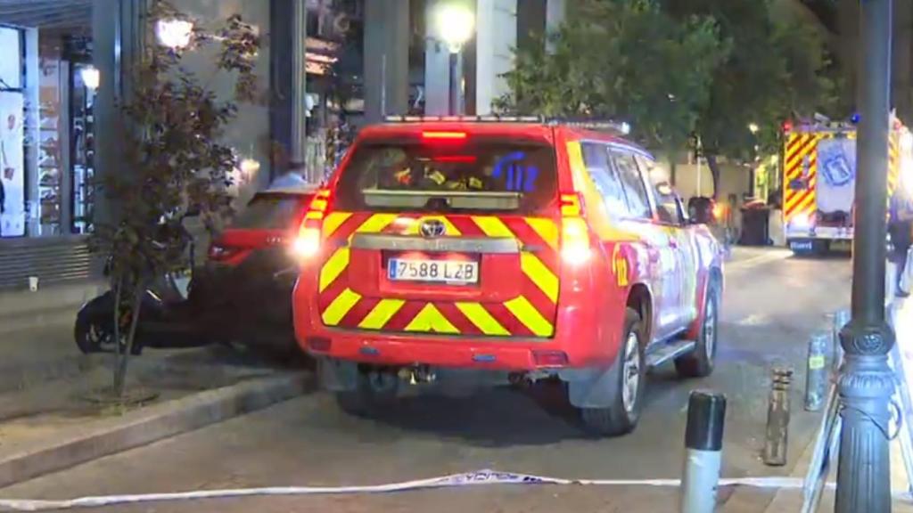 Imagen del incendio con varios heridos en Gran Vía.