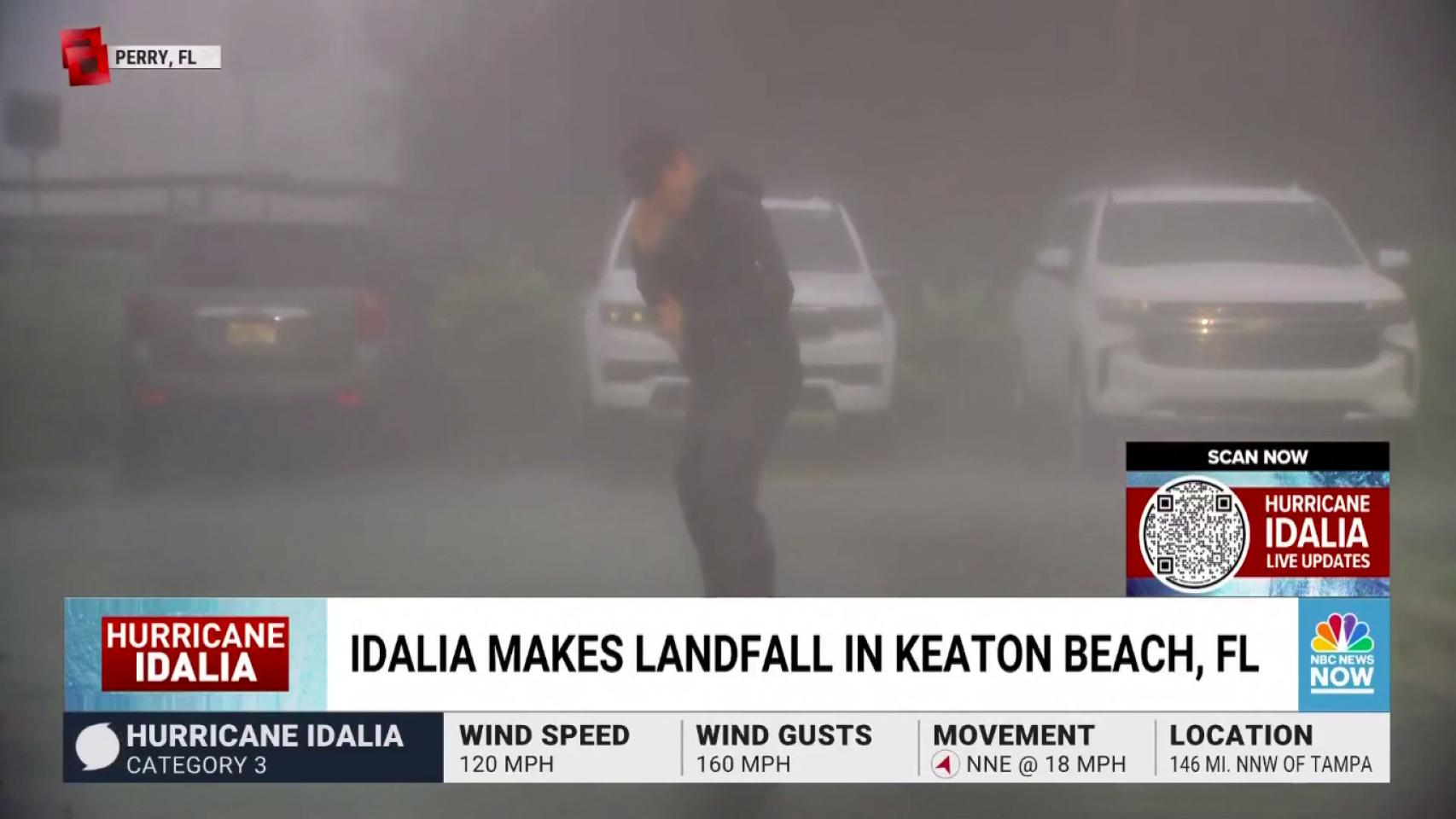 Captura de pantalla del directo de Gabe Gutierrez desde Florida para la NBC.