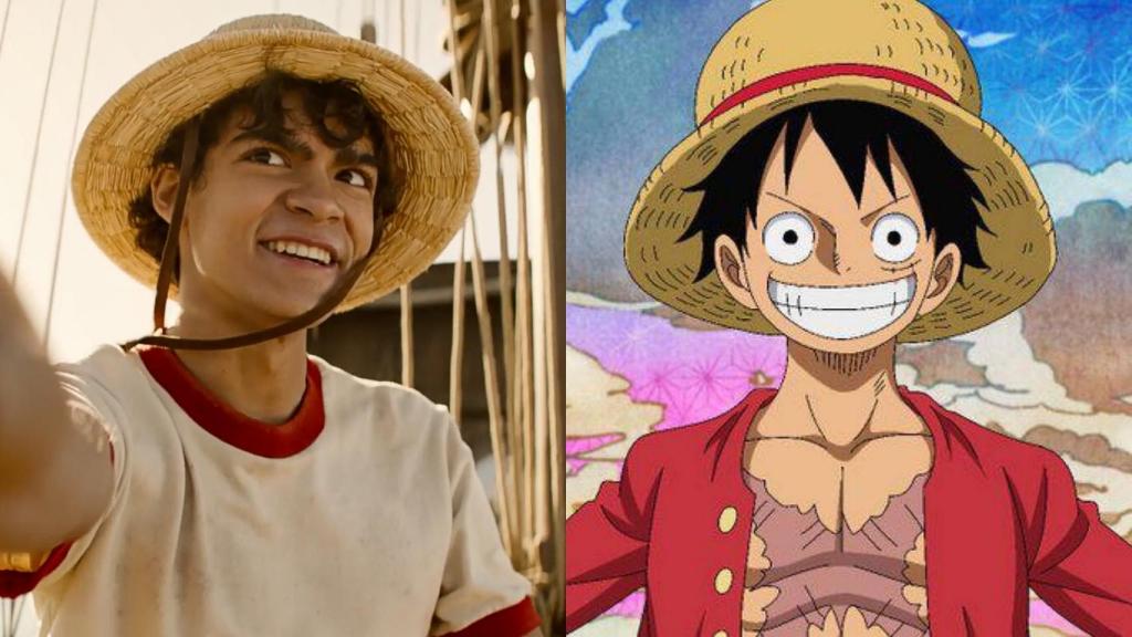 Comparación de Luffy en el remake y en el anime.