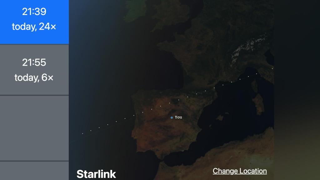 Captura de la web See a Satellite Tonight.