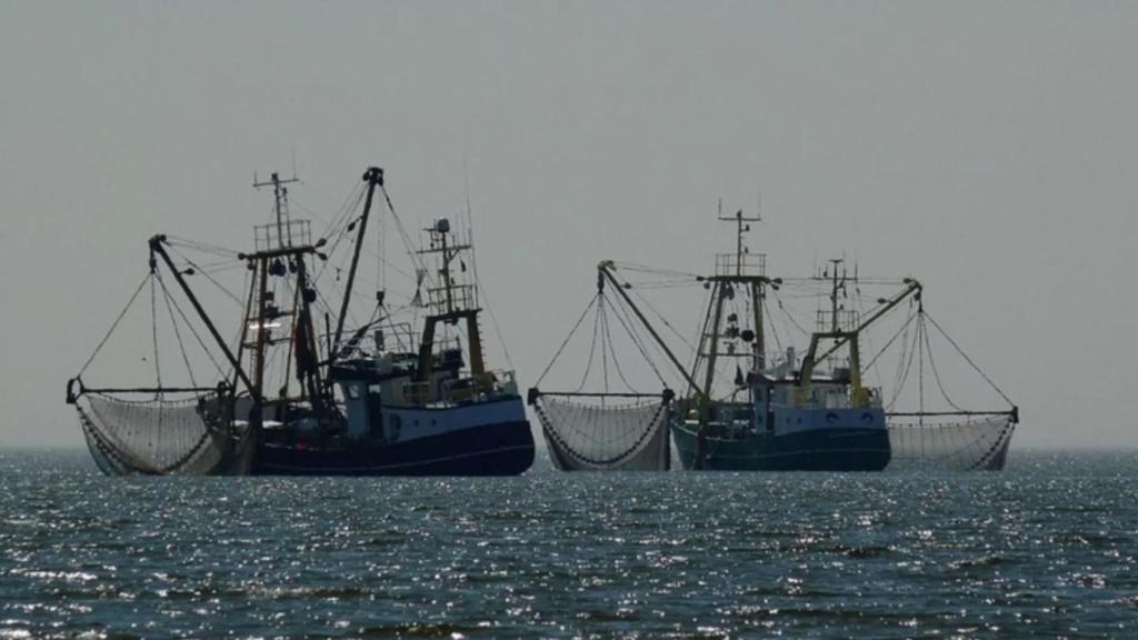 Dos arrastreros, similares al de José Bermúdez, faenando en aguas mauritanas.