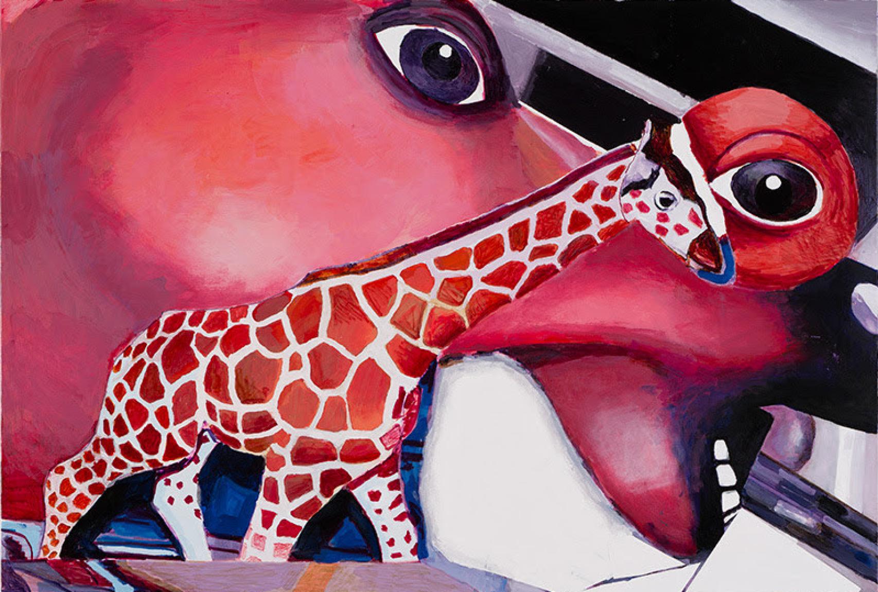 Luis Gordillo: Detalle de 'J + C (Jirafas y caballos)', 2021