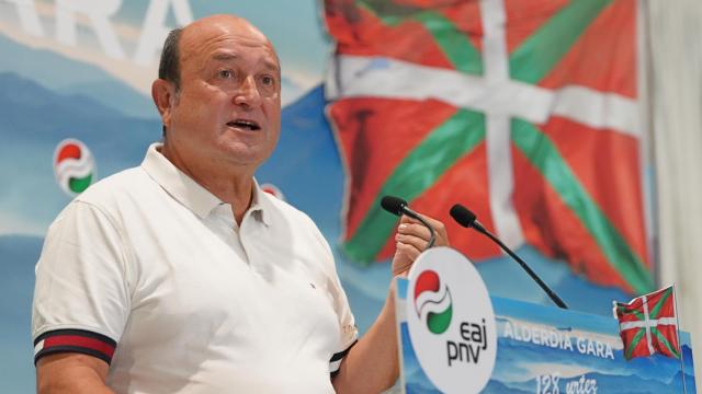 Andoni Ortuzar, presidente del PNV, en un acto político en Zarautz (Guipúzcoa).