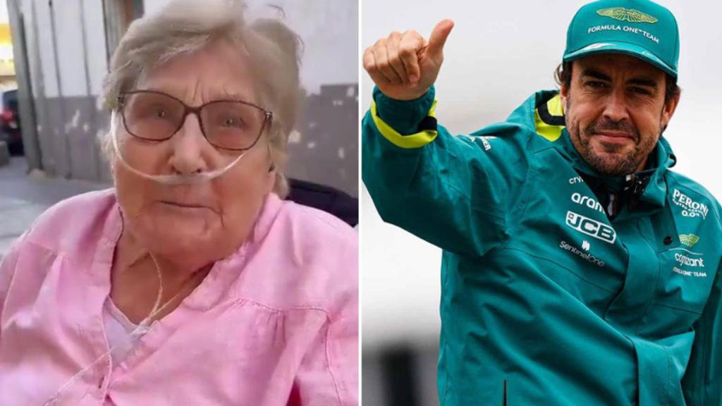 La admiradora y Fernando Alonso en un fotomontaje.
