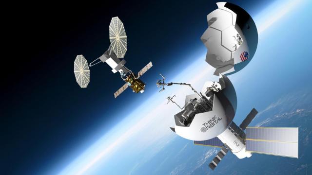 Cúpula y brazos robóticos del taller orbital