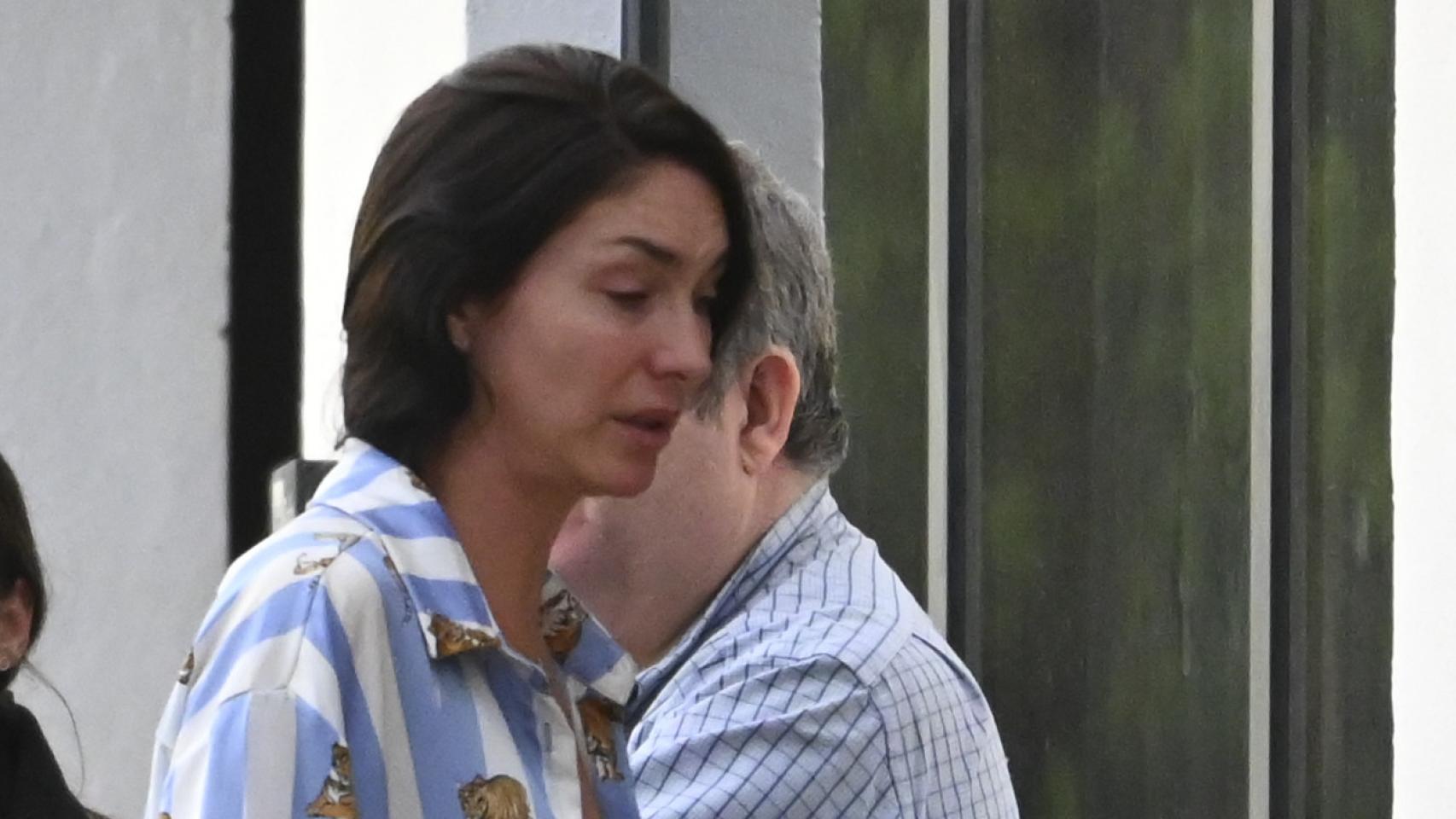 Celia Flores, hija de Pepa Flores, en el tanatorio de Massimo Stecchini, marido de su madre.