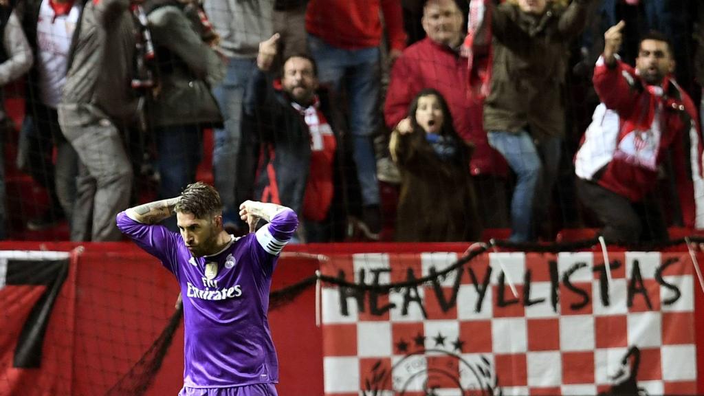 Sergio Ramos, en el Sánchez Pizjuán en 2017