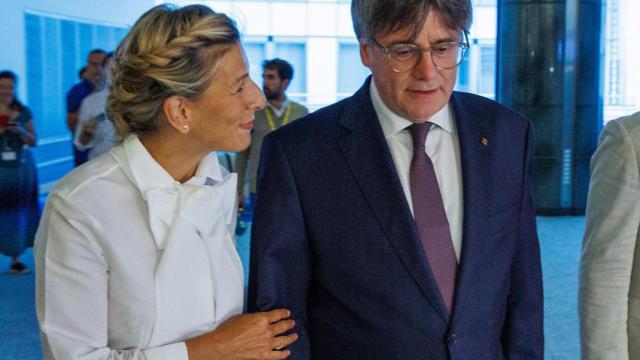 Yolanda Díaz y Carles Puigdemont, juntos en Waterloo.