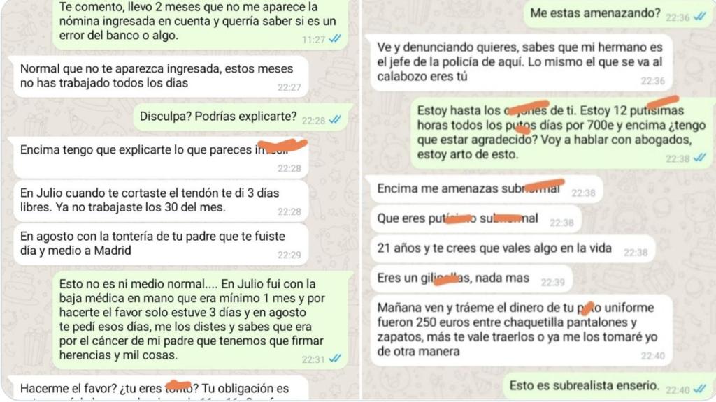 Conversación del camarero con su jefe.