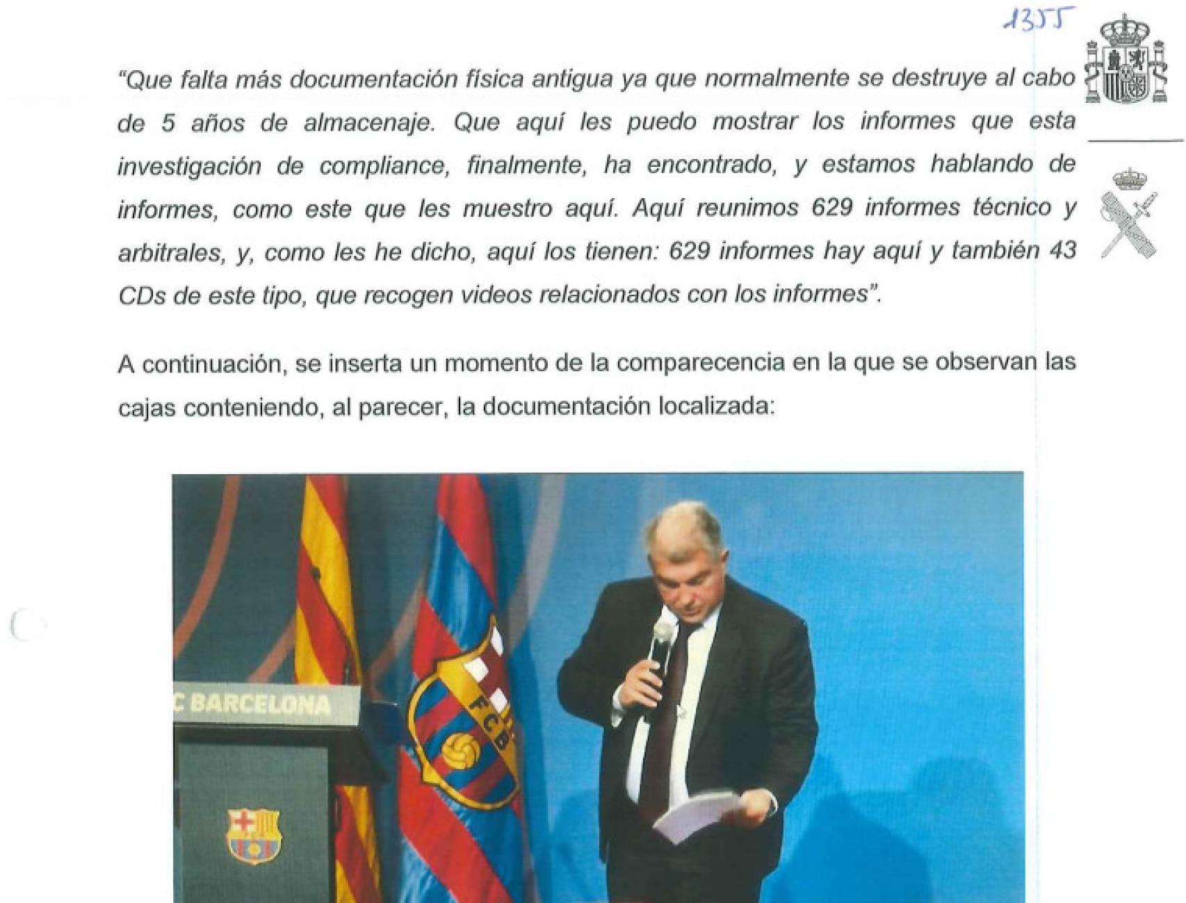 Fragmento del informe de la Guardia Civil sobre el 'caso Negreira'