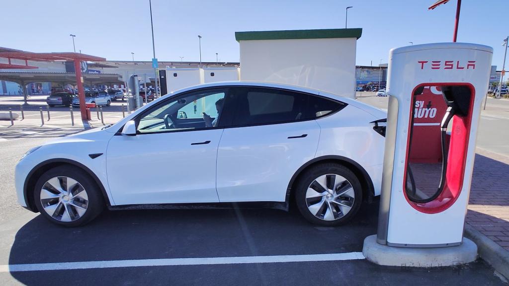 Una estación de recarga de Tesla.