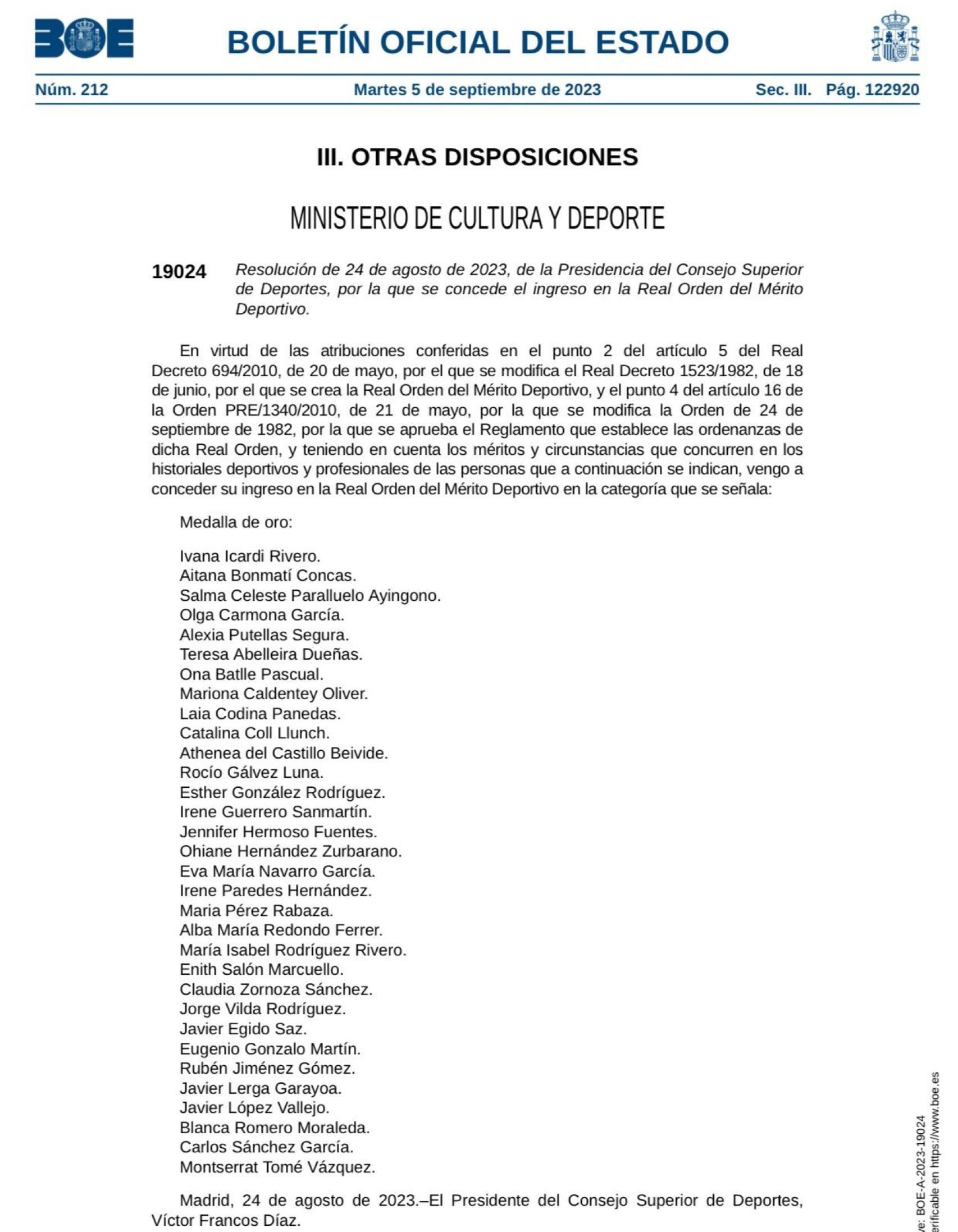 Imagen del Boletín Oficial del Estado.