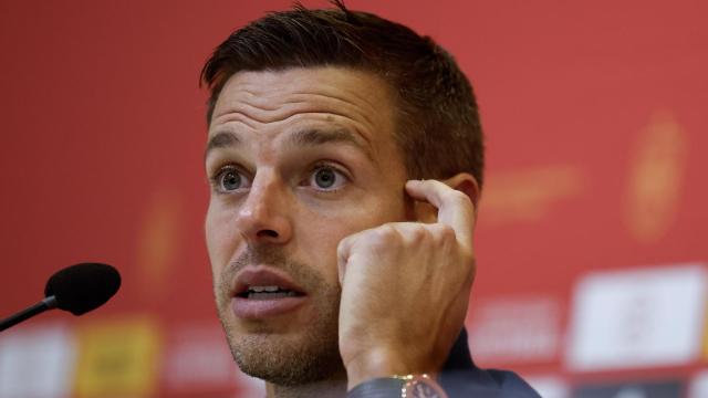César Azpilicueta, durante la rueda de prensa con España.