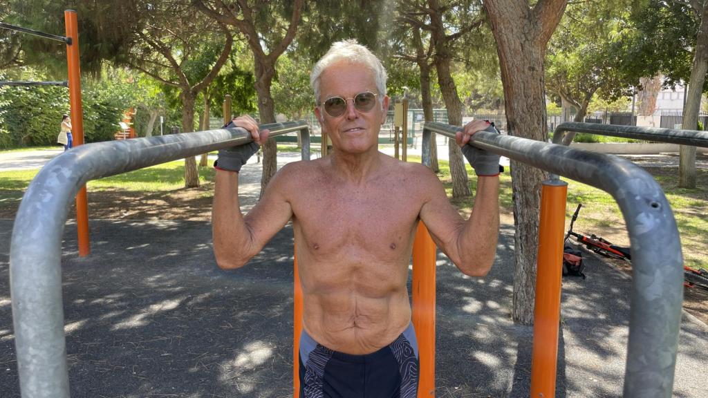 Miguel, en un entrenamiento en el parque.