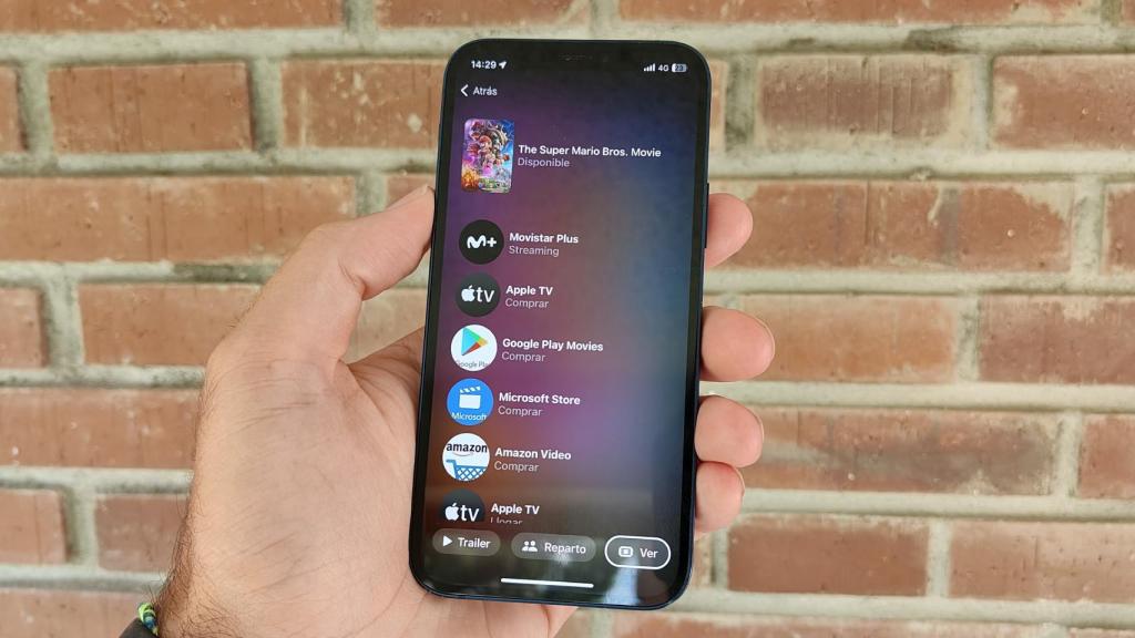 La app Kernel indicando dónde ver una película.