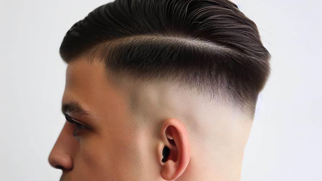 Taper fade con raya lateral.