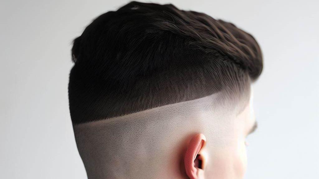 Taper fade con línea dura.
